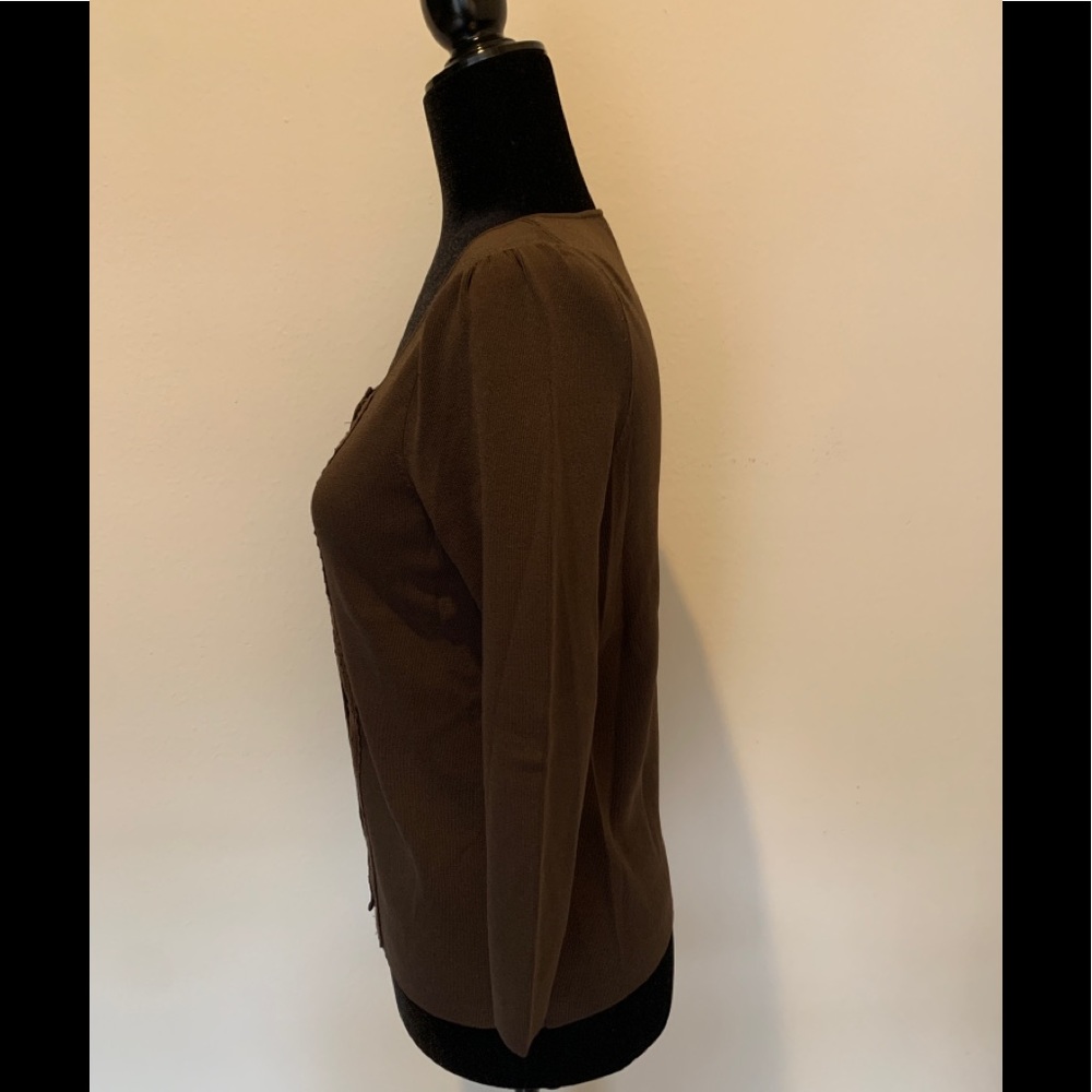 Ann Taylor Loft brown long sleeve scoop neck button down cardigan size XS - Picture 3 of 6